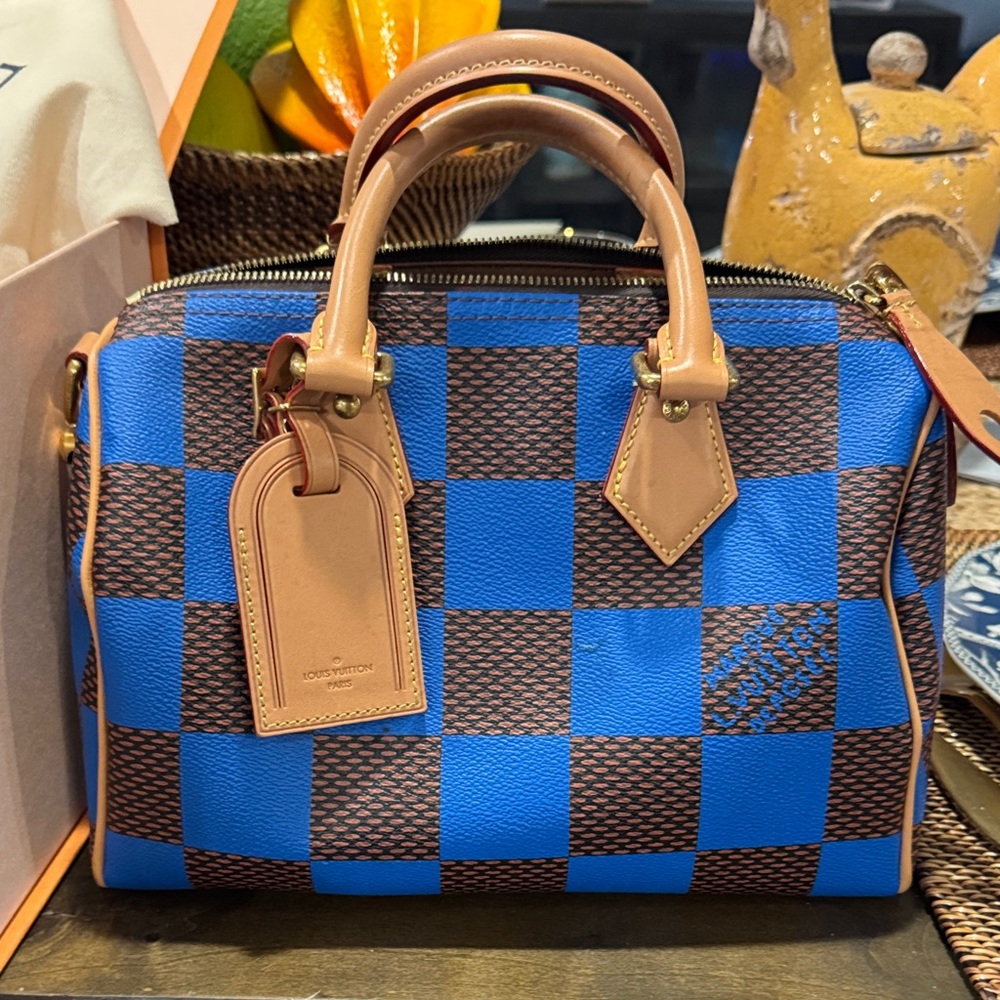 Louis Vuitton Blue and Brown Damier Satchel